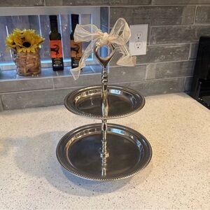 Elegant Two-Tier Silver Serving Tray